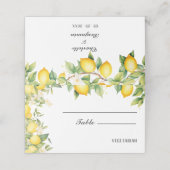 Citroen bruiloft maaltijd keuze & tafel nummer plaatskaartje (Buitenkant ongevouwen)