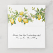 Citroen bruiloft maaltijd keuze & tafel nummer plaatskaartje (Binnenkant ongevouwen)