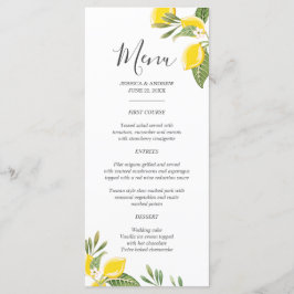 Citroen bruiloft Menu Foliage Elegant Citrus Rusti