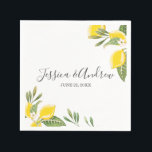 Citroen bruiloft servet botanische gepersonaliseer<br><div class="desc">♥ Geef de perfecte afwerking aan je tafeldecor met deze prachtige servetten. Alle details zijn met de hand getekend, zodat u er zeker van kunt zijn dat dit ontwerp uniek is. Citroenen zijn geweldig voor elk feest. Wat is een betere manier om de komst van de lente te verwelkomen dan...</div>