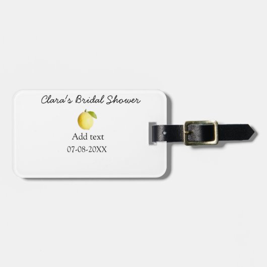 Citroen bruiloft sober minimalistisch rustiek b bagagelabel (Voorkant horizontaal)