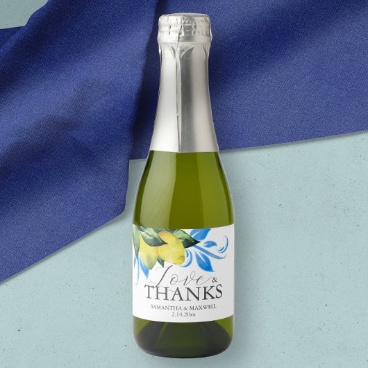 Citroen Bruiloft Tafel Decor Brunch en Bubble Sparkling Wijnetiket