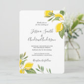 Citroen bruiloft uitnodiging Boheemse bloemen Citr (Staand voorkant)