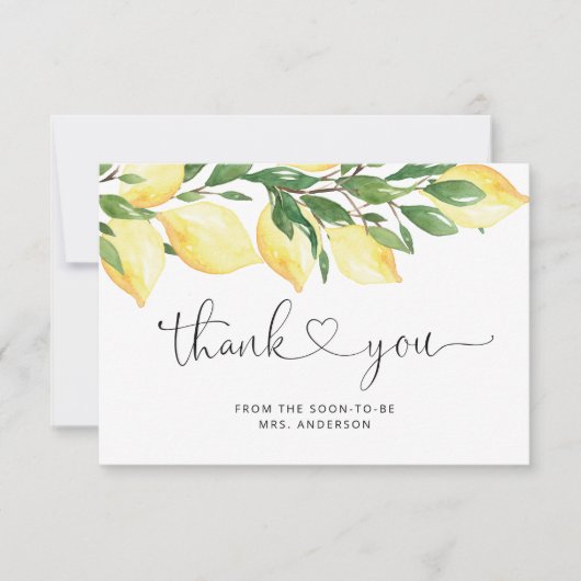 Citroen Bruiloftsfeest Bedankkaart (Voorkant)