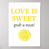 Citroen Bruiloftsfeest 'Liefde is Zoet' Bord Poster (Voorkant)