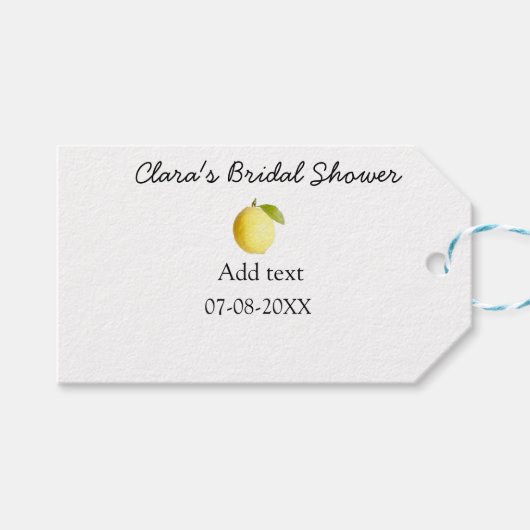 Citroen bruiloftsfeest modern simpel minimalistisc cadeaulabel (Voorkant (Horizontaal))