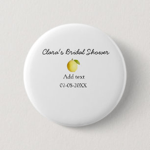Citroen bruiloftsfeest modern simpel minimalistisc ronde button 5,7 cm