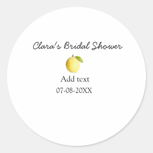 Citroen bruiloftsfeest modern simpel minimalistisc ronde sticker (Voorkant)