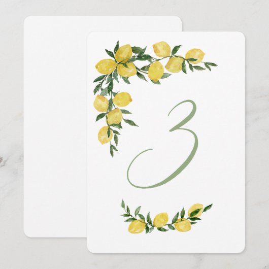 Citroen Bruiloftsontbijt Tafel Nummer Drie Kaart (Voorkant / Achterkant)