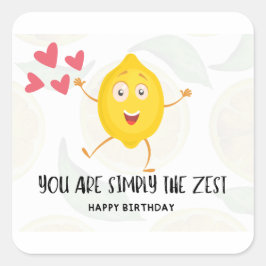 Citroen Cartoon Fruit Happy Birthday Funny Birthda Vierkante Sticker