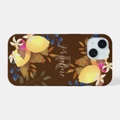 Citroen Chic Monogram Bruin iPhone 15 Case (Achterkant horizontaal)