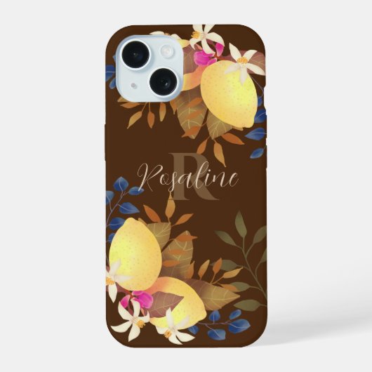 Citroen Chic Monogram Bruin iPhone 15 Case (Achterkant)