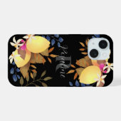 Citroen Chic Monogram Zwart iPhone 15 Case (Achterkant horizontaal)