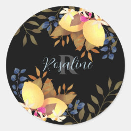 Citroen Chic Monogram Zwart Ronde Sticker