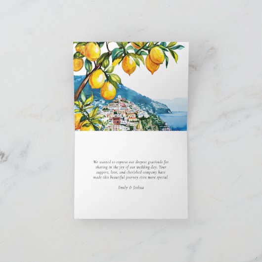 Citroen Citrus Amalfi Kust Italiaanse bruiloft Bedankkaart (Binnen)