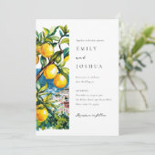 Citroen Citrus Amalfi Kust Italiaanse bruiloft Kaart (Staand voorkant)