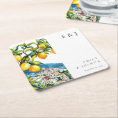 Citroen Citrus Amalfi Kust Italiaanse bruiloft Kartonnen Onderzetters (Schuin)