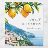 Citroen Citrus Amalfi Kust Italiaanse bruiloft Wijn Etiket (Enkel label)