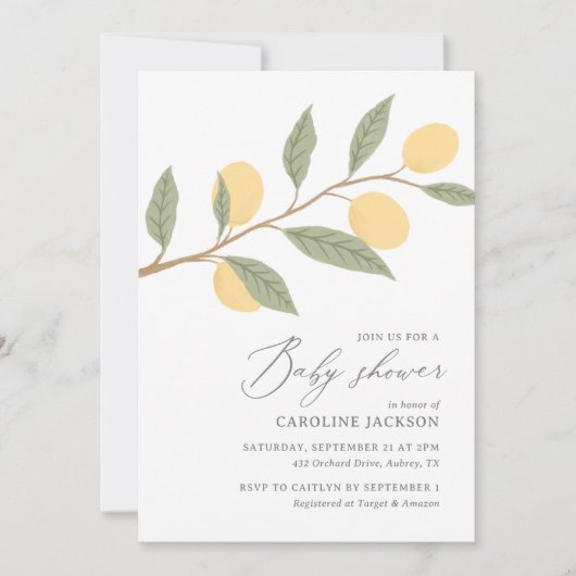 Citroen Citrus Baby shower Kaart (Voorkant)