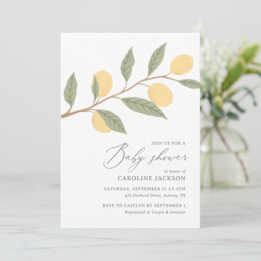 Citroen Citrus Baby shower Kaart (Staand voorkant)