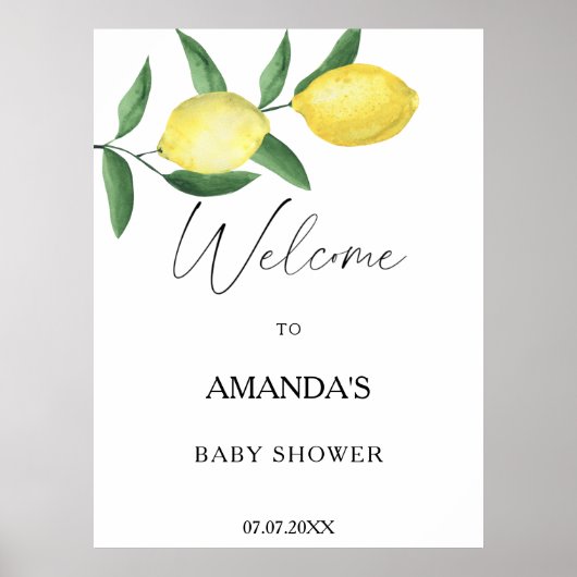 Citroen Citrus - baby shower welkomstbord Poster (Voorkant)