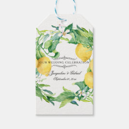 Citroen Citrus Bloemen Groen Blad Krans Bruiloft Cadeaulabel