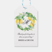Citroen Citrus Bloemen Groen Blad Krans Bruiloft Cadeaulabel (Achterkant)