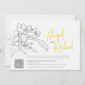 Citroen citrus bloesem potlood schets geel bruilof kaart (Voorkant)