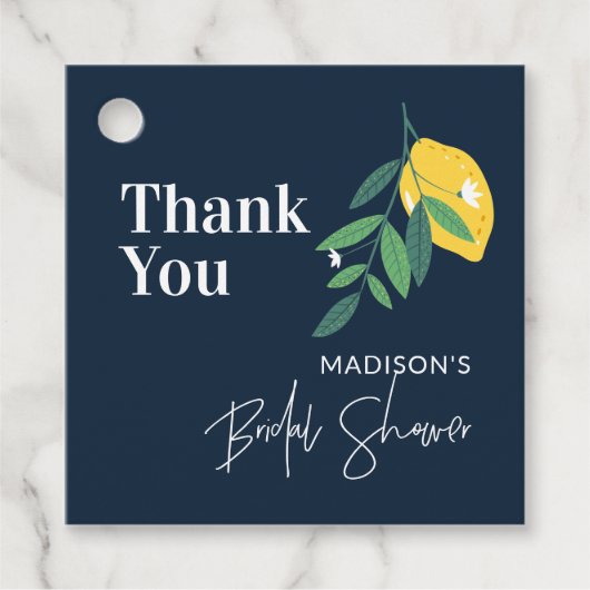 Citroen Citrus Blue Vrijgezellenfeest Main Squeeze Bedankjes Labels (Voorkant)