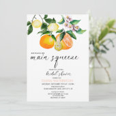 Citroen | Citrus | Bridal Shower-uitnodigingen Kaart (Staand voorkant)