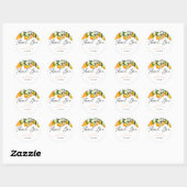 Citroen | citrus | Bruiloft Dank Je Ronde Sticker (Vel)