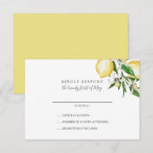 Citroen Citrus en bladeren geel Bruiloft RSVP (Voorkant / Achterkant)
