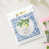 Citroen Citrus Floral Foliage Blauw Wit Verloving Bedankzakje (Gezegeld)