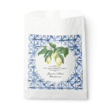 Citroen Citrus Floral Foliage Blauw Wit Verloving