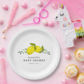 Citroen Citrus Floral Wit Baby shower Papier Bord (Feest)