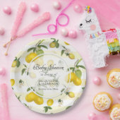 Citroen Citrus Flower Foliage Waterverf Baby showe Papieren Bordje (Feest)