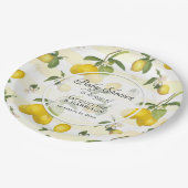 Citroen Citrus Flower Foliage Waterverf Baby showe Papieren Bordje (Gekanteld)