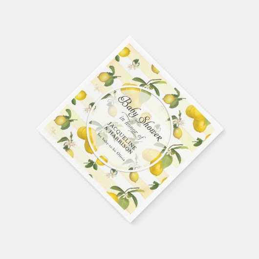 Citroen Citrus Flower Foliage Waterverf Baby showe Servet (Hoek)