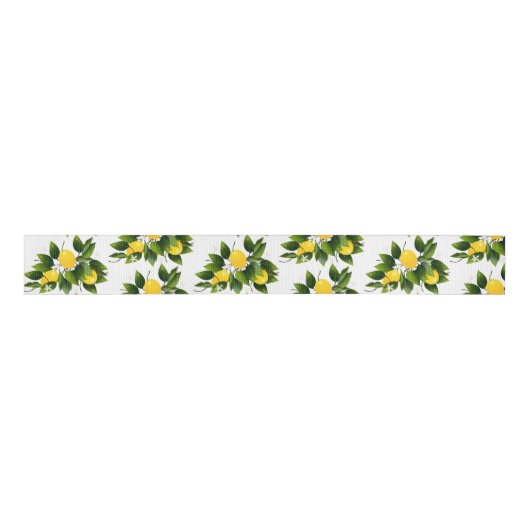 Citroen Citrus fruit Bloemen Botanische Tuin Grosgrain Lint (Voorkant)