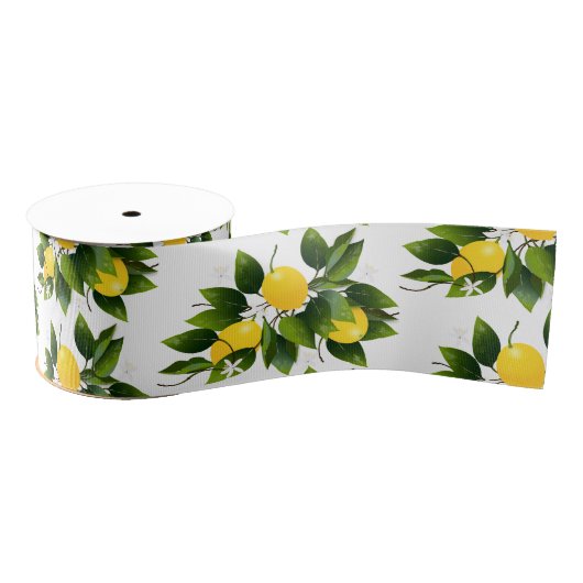Citroen Citrus fruit Bloemen Botanische Tuin Grosgrain Lint (Spoel)