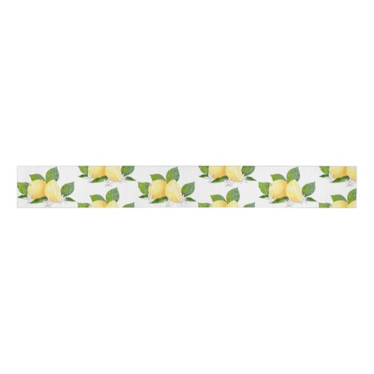 Citroen Citrus fruit Bloemen Botanische Tuin Grosgrain Lint (Voorkant)