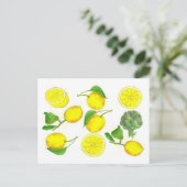 Citroen Citrus Fruit Waterverf Schilderij Kunst Briefkaart (Staand voorkant)