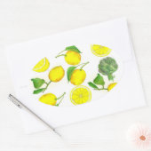 Citroen Citrus Fruit Waterverf Schilderij Kunst Ovale Sticker (Envelop)