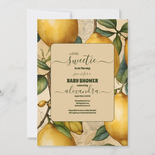 Citroen Citrus Genderneutraal Baby shower Kaart (Voorkant)