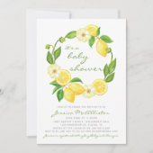 Citroen Citrus Green Stripes Baby shower Invitatio Kaart (Voorkant)