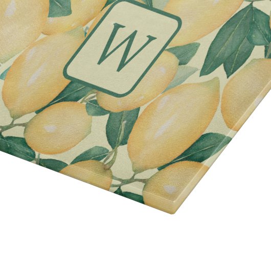 Citroen Citrus groen monogram Snijplank (Hoek)
