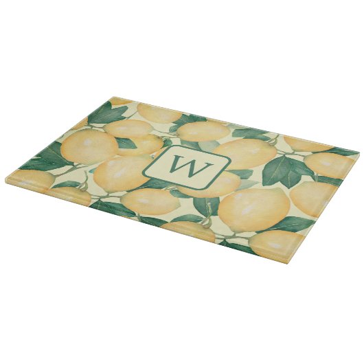 Citroen Citrus groen monogram Snijplank (Hoek)