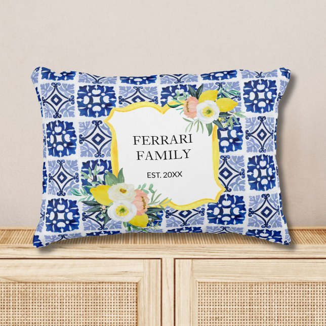 Citroen Citrus Italiaans Mediterraan Tegels Patroo Accent Kussen (In situ)