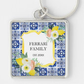 Citroen Citrus Italiaans Mediterraan Tegels Patroo Sleutelhanger (Voorkant)