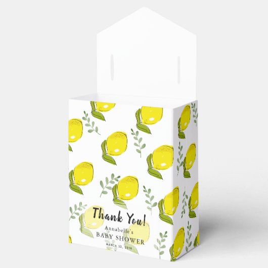 Citroen Citrus Leaf Pattern Baby shower geschenkdo Bedankdoosjes (Geopend)